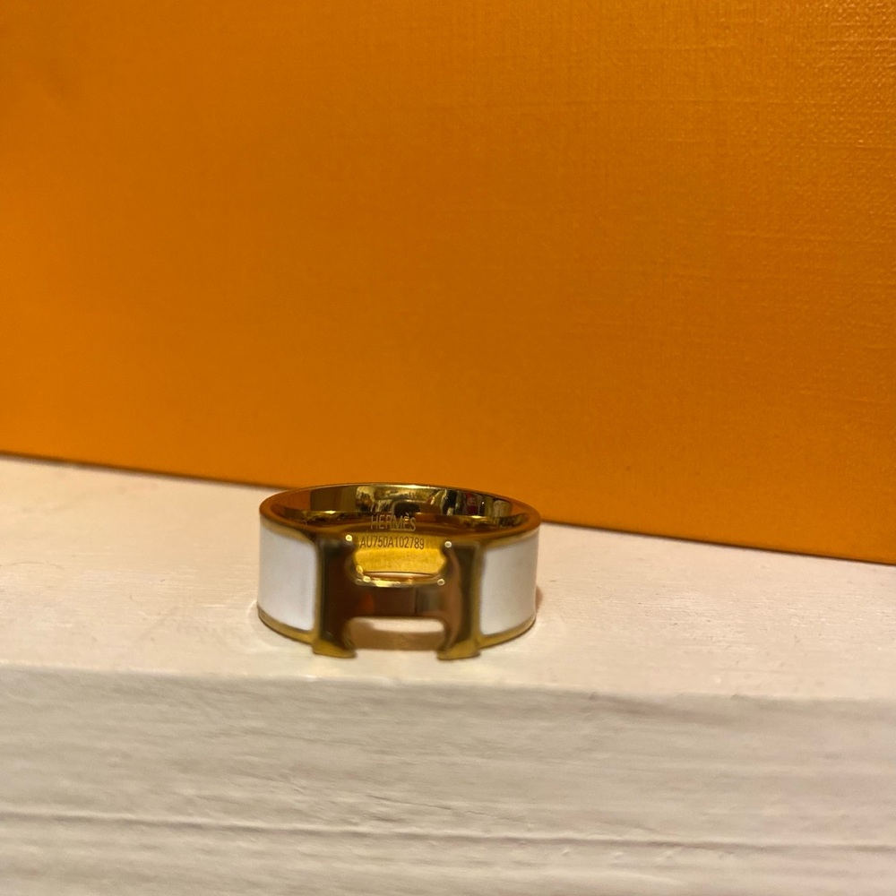 Hermes clic H gold ring AUTHENTIC size 7 womens